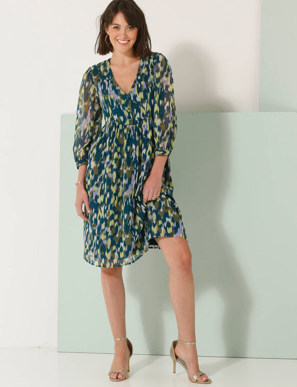 Robe imprimé peau de bête, voile (kaki / anis)