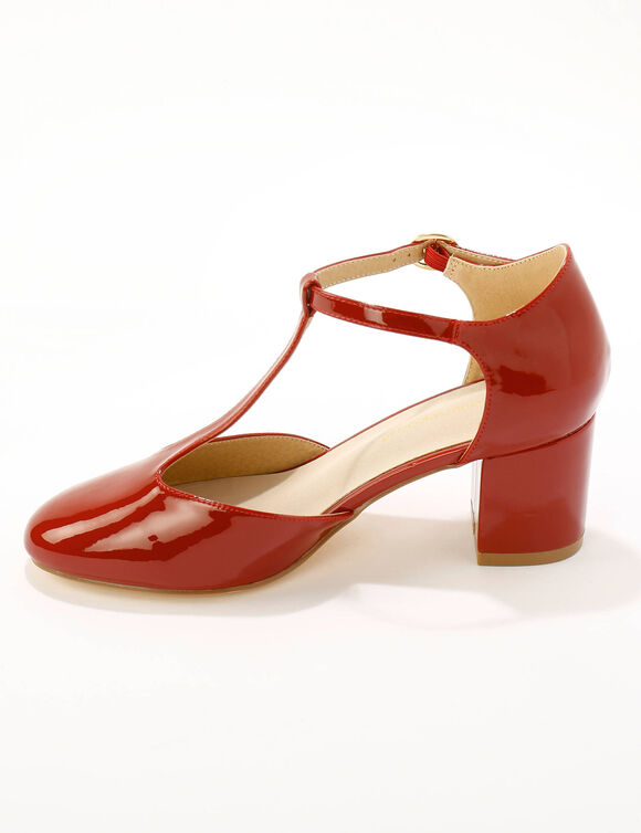 Gelakte saloméschoenen met hak (paprika)