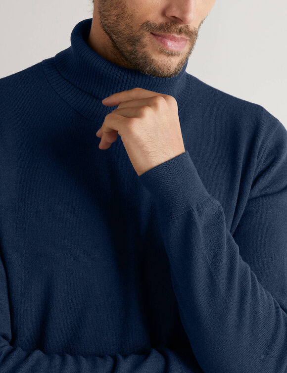 Pull col roulé en laine mélangée (marine)