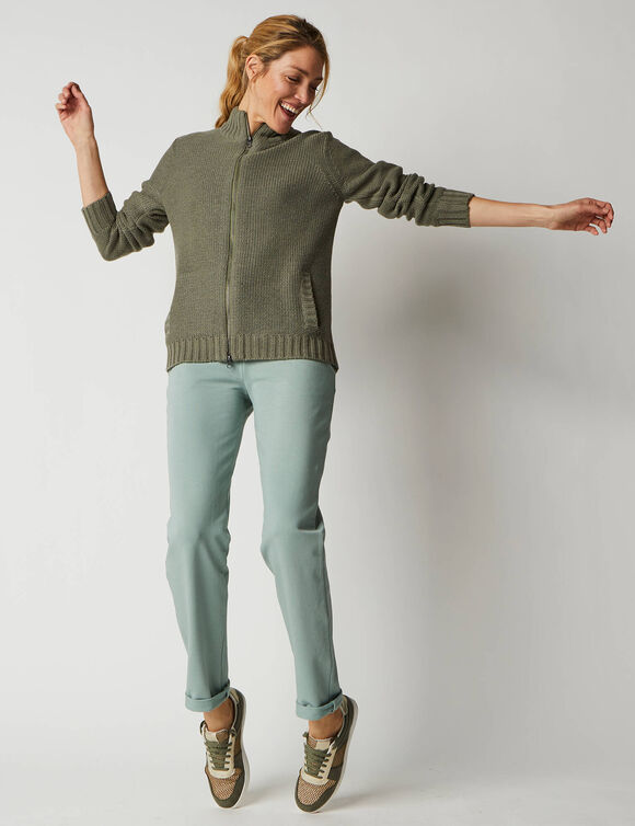 Gilet zippé 30% laine (kaki)
