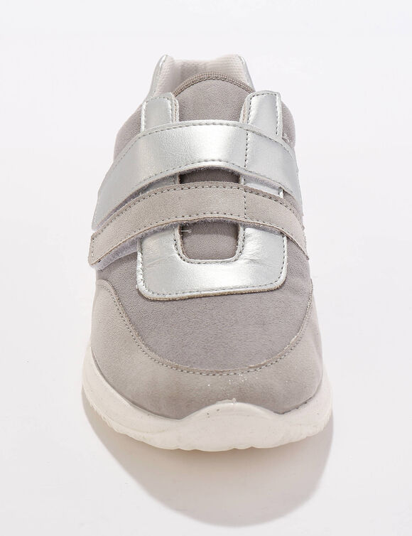 Baskets scratch&eacute;es sp&eacute;cial pieds sensibles en tissu extensible (gris)