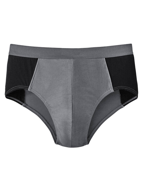 Slip fermé bicolore, taille haute - lot de 4 (gris / noir)