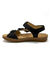 Sandalen met scratchriempjes en bloempjes, suèdeleer (zwart)