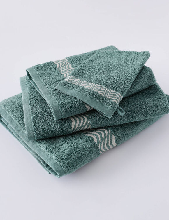 Collectie effen badhanddoeken 420 g/m&sup2;, met geborduurde sierrand (eucalyptus)