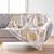 Plaid met franjes en metallic bladerenprint (naturel)