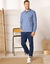 Effen polo in piquétricot met lange mouwen (jeansblauw)