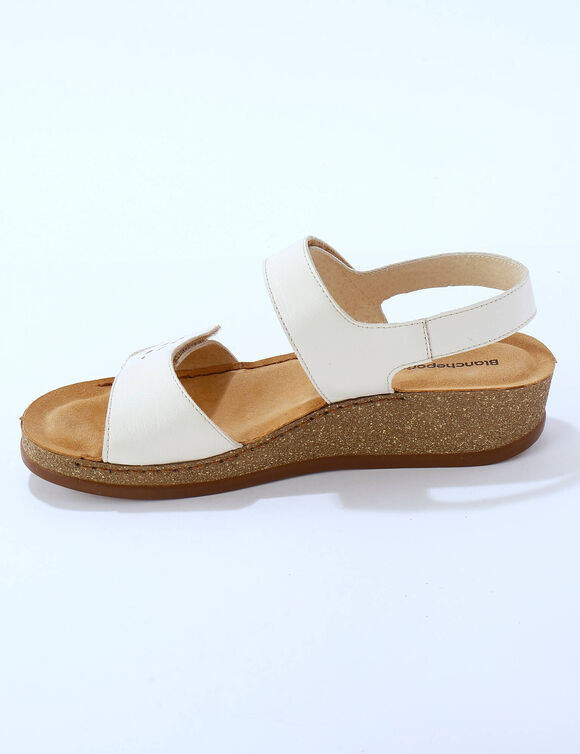 Leren sandalen met scratchsluiting, comfortbreedte (crème)