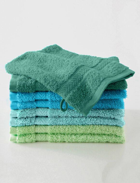 Gant de toilette camaïeu lagon - lot de 8 (vert)
