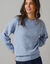 Pull col rond en laine m&eacute;lang&eacute;, empi&egrave;cement perles fantaisies (bleu)