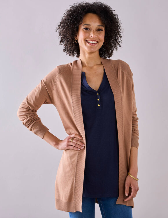 Gilet porter ouvert, manches longues (caramel)
