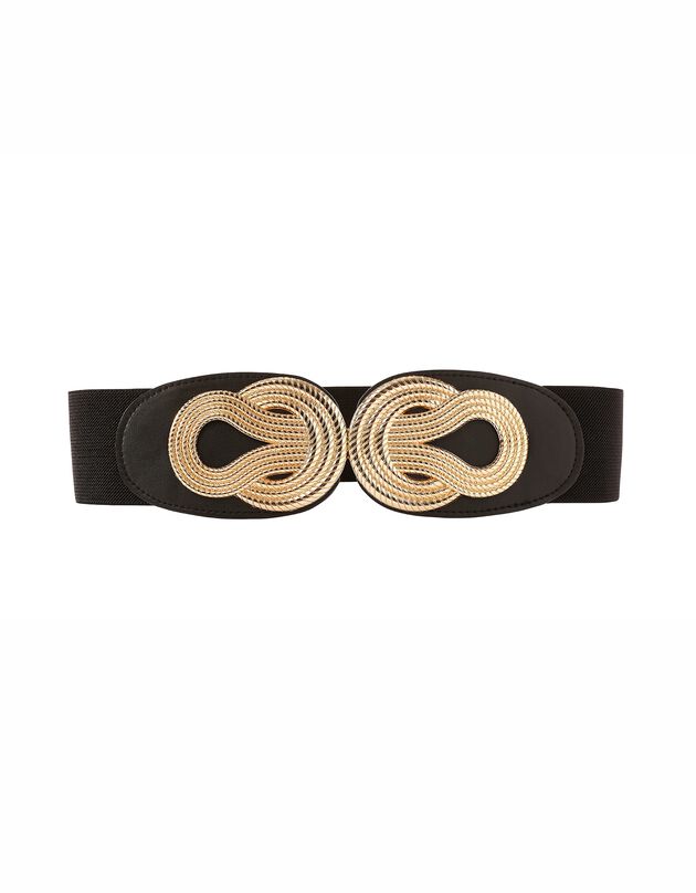 Ceinture élastiquée double boucle (noir)