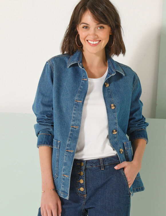 Veste boutonnée, jean (stone)