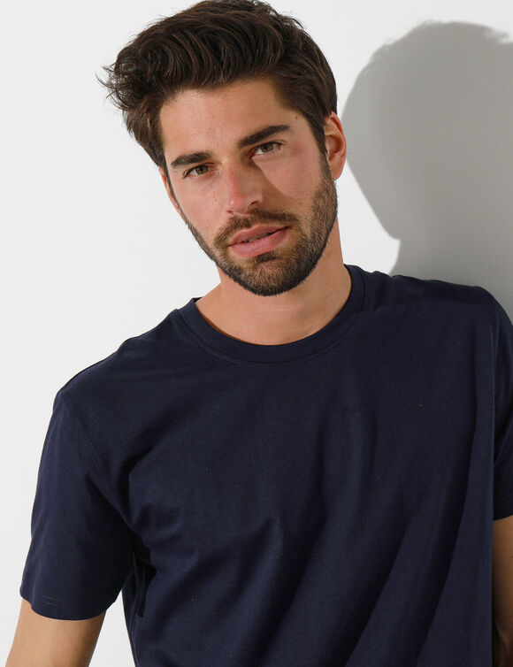 T-shirt col rond manches courtes (marine)