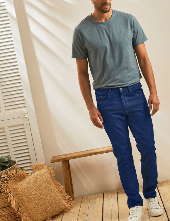 Jeans met elastische tailleband opzij - binnenpijplengte 72 cm (raw)