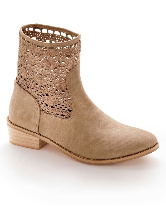 Boots met macramé (taupe)