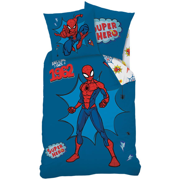 Parure de lit Spiderman super hero - coton (bleu)