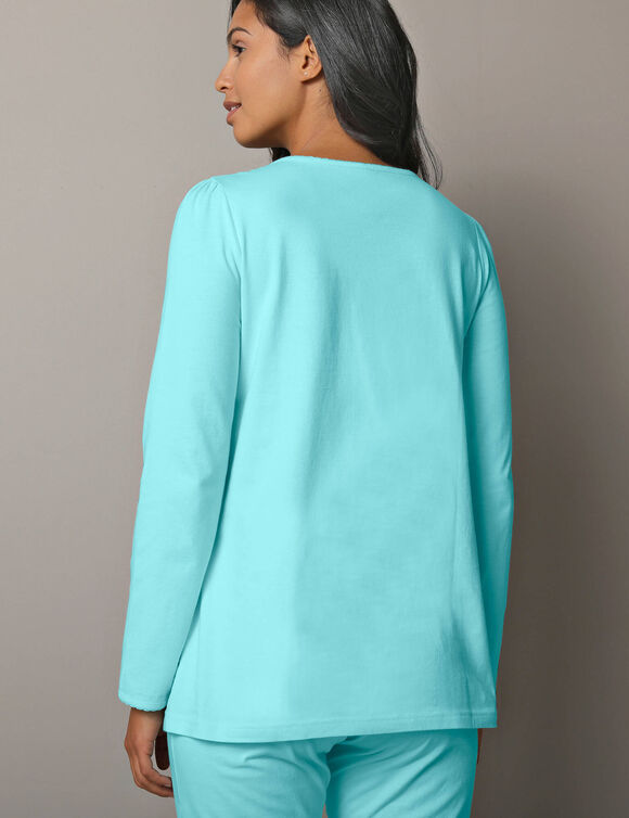T-shirt base imprimée bucolique - manches longues (aqua)
