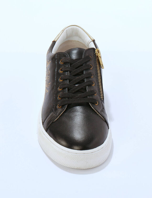 Sneakers met borduursel en rits (zwart)
