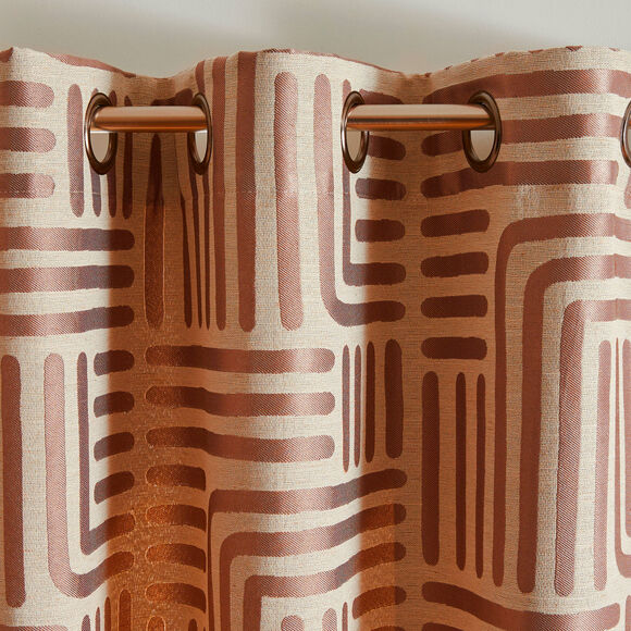 Rideau jacquard imprim&eacute; lignes (terracotta)