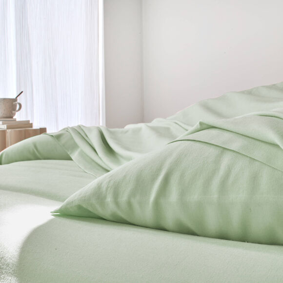 Linge de lit uni en bambou et en lin** (vert)