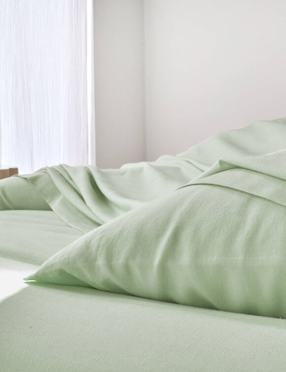 Effen bedlinnen in bamboe en linnen** (groen)