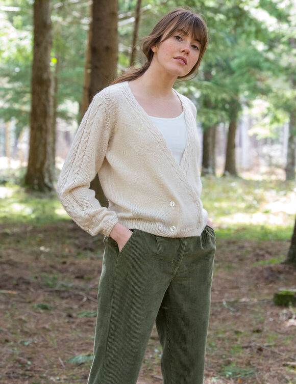 Gilet forme cache-coeur toucher doux (sable)