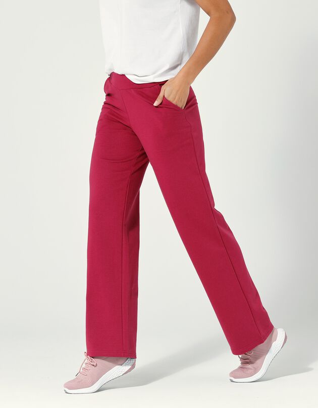 Pantalon coupe large molleton taille élastiquée (violine)