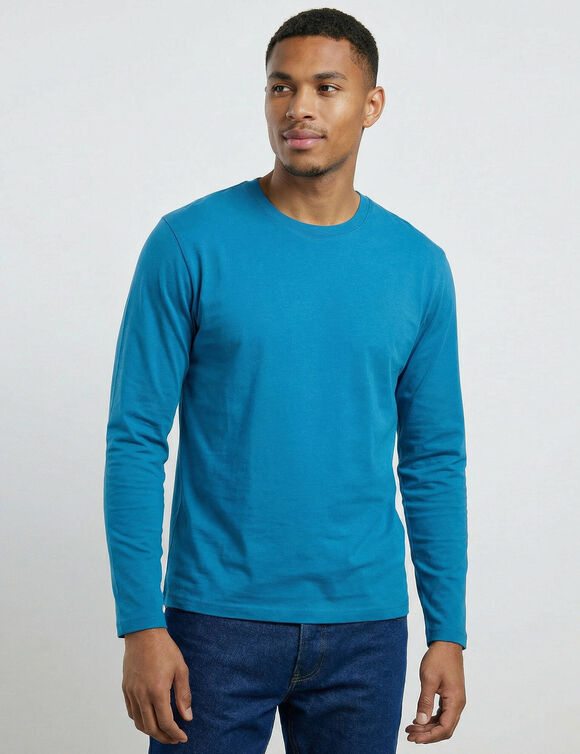 T-shirt col rond manches longues - lot de 3 (bleu + marron + gris)
