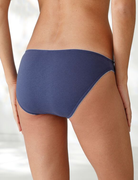 Katoenen slip met hartjesprint - set van 4 (blauw / marine)