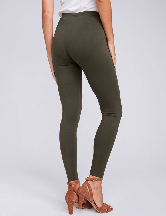 Legging taille &eacute;lastiqu&eacute;e (kaki fonc&eacute;)