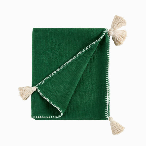 Effen plaid in getextureerd katoen (groen)