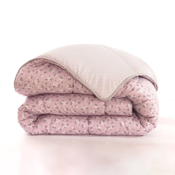 Couette microfibre imprimé Printemps 400 g/m² (parme)