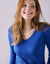 Effen trui in ribbeltricot met V-hals (felblauw)