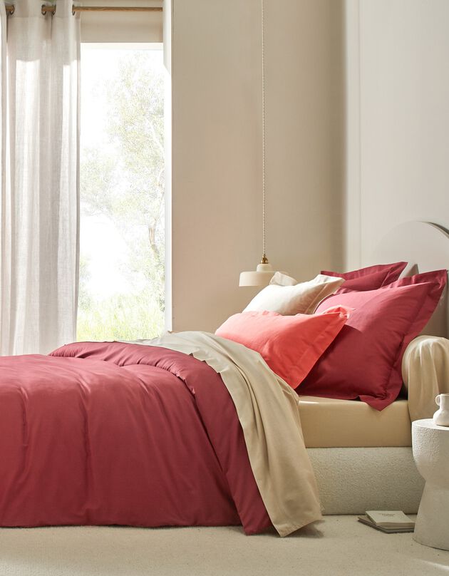 Linge de lit uni polycoton (rose pivoine)