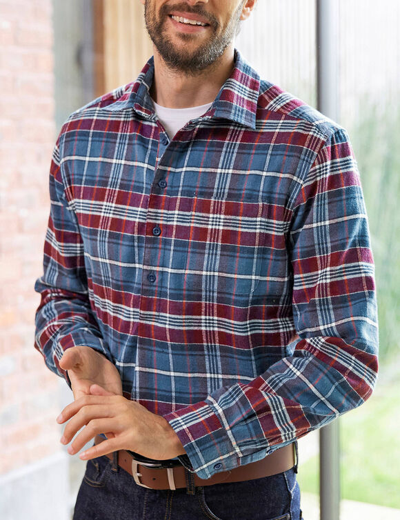 Chemise extra-longue carreaux flanelle (bordeaux)