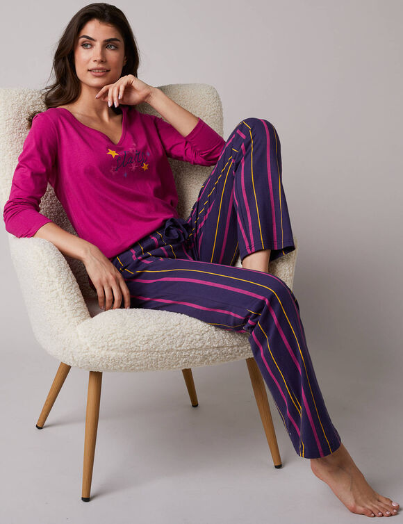 Pantalon de pyjama imprimé rayé Estrella - coton (marine)