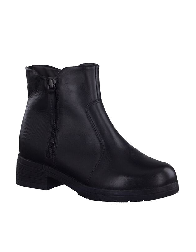 Bottines zippées dessus cuir - largeur confort (noir)
