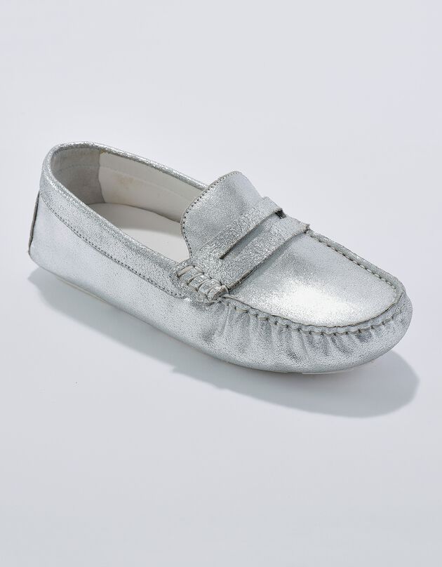 Mocassins in glad leer - zilverkleur (zilverkleurig)