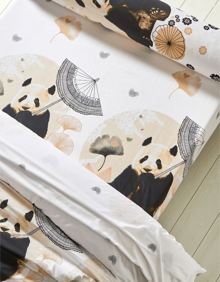 Linge de lit Zeniou en polycoton imprimé panda, blanc Linge de lit Zeniou en polycoton imprimé panda, blanc, hi-res image number 1