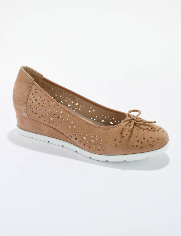 Leren ballerina's met ajour (beige)