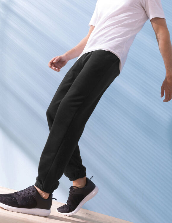Joggingbroek in molton met elastische pijponderkanten (zwart)
