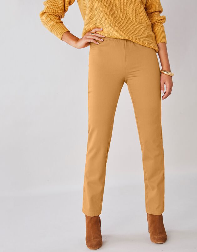 Pantalon sculptant effet ventre plat taille élastiquée (miel)