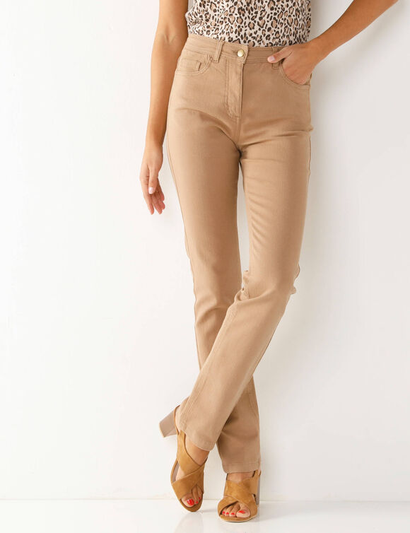 Pantalon droit sculptant, renfort gainant (taupe)