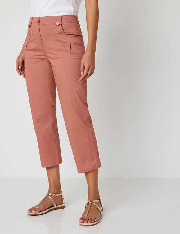 Pantacourt droit stretch (rose thé)