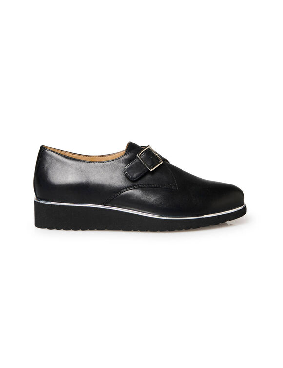 Derbies cuir compensés à boucle (noir)