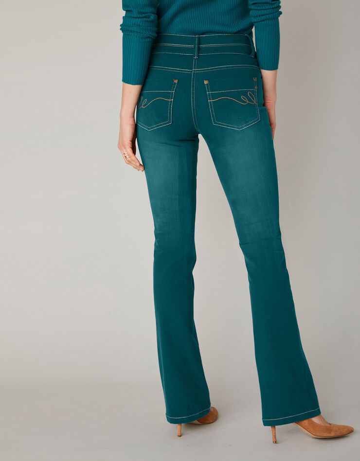 Gekleurde stretchjeans in bootcut model, smaragd Gekleurde stretchjeans in bootcut model, smaragd, hi-res image number 6