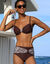 Effen bikinislip met hoge taille - gedrapeerd effect (chocolade)