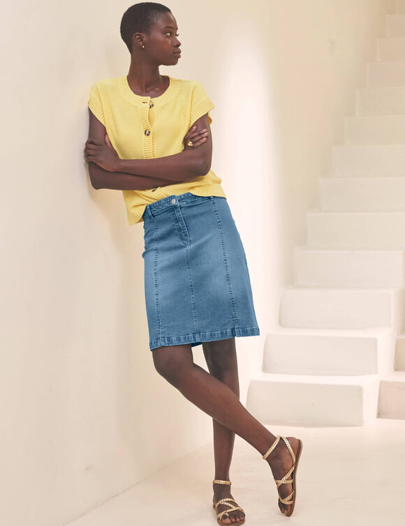 Jupe courte fendue en jean (bleached)