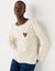 Marineshirt met lange mouwen, geborduurd hartje in effen of luipaard (ecru)