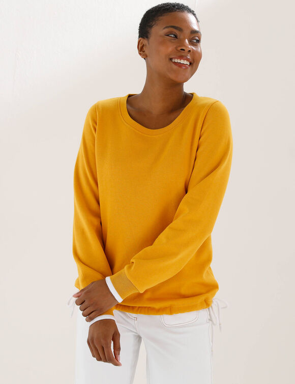 Sweat molleton, liens couliss&eacute;s (curry)